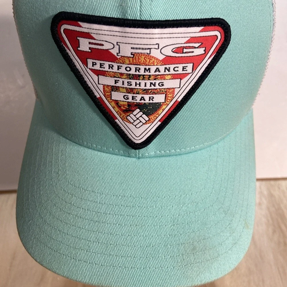 PFG Performance Fishing‎ Gear Fitted Trucker Hat Teal S/M Colorblock Columbia